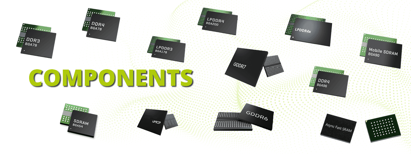 Range of memory components from legacy to emerging memory technologies