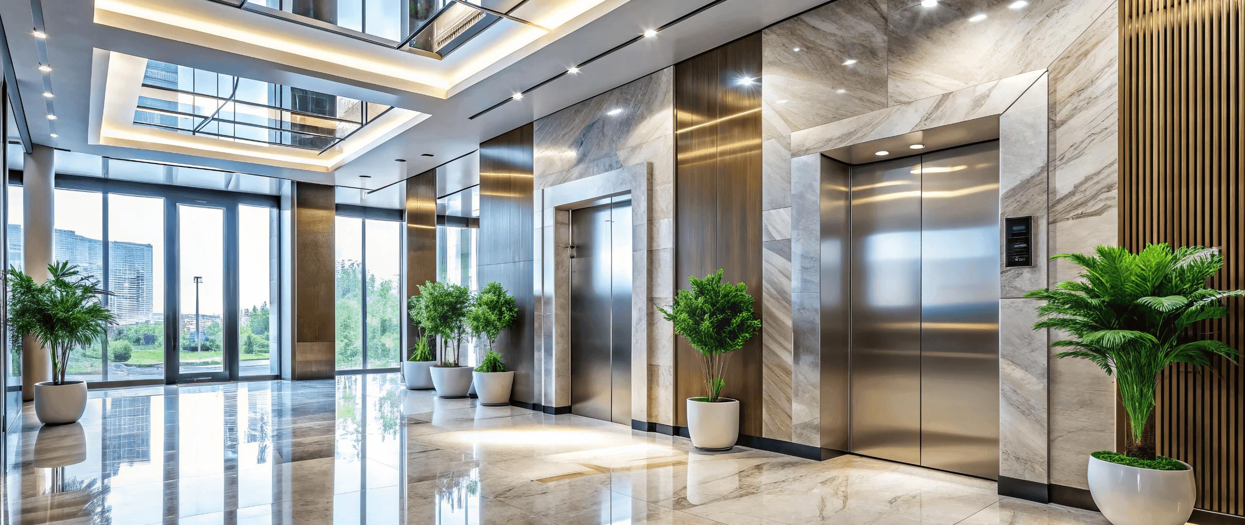 Lobby with elevators